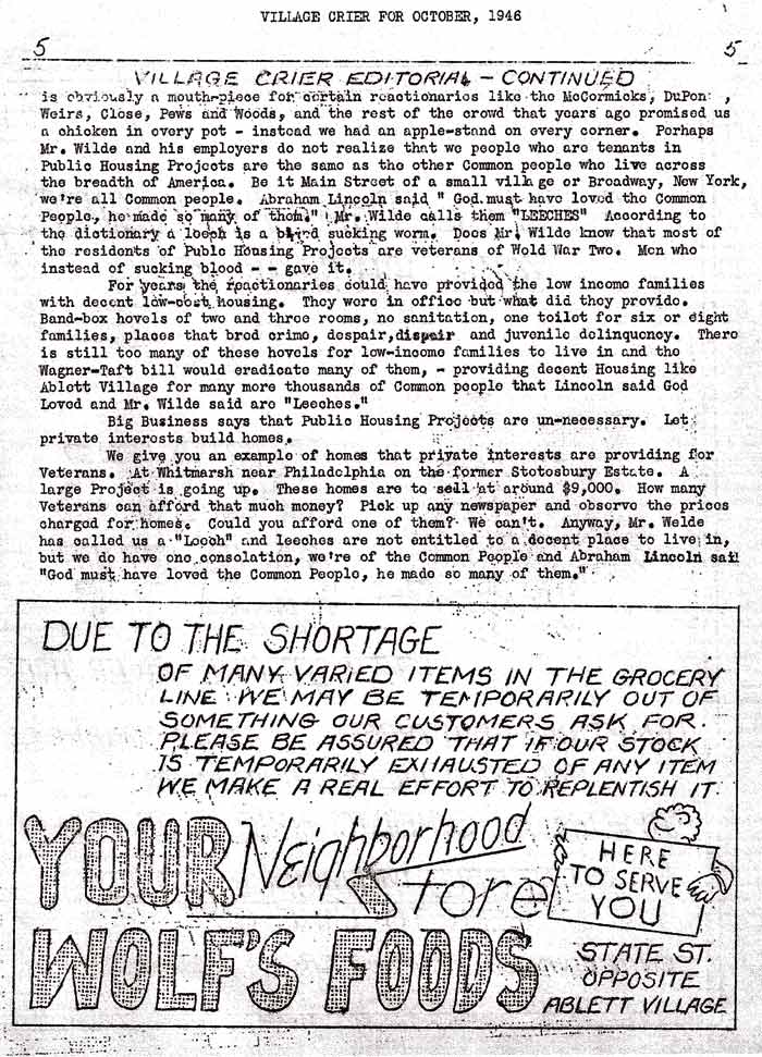 Village Crier, October 1946, page 5