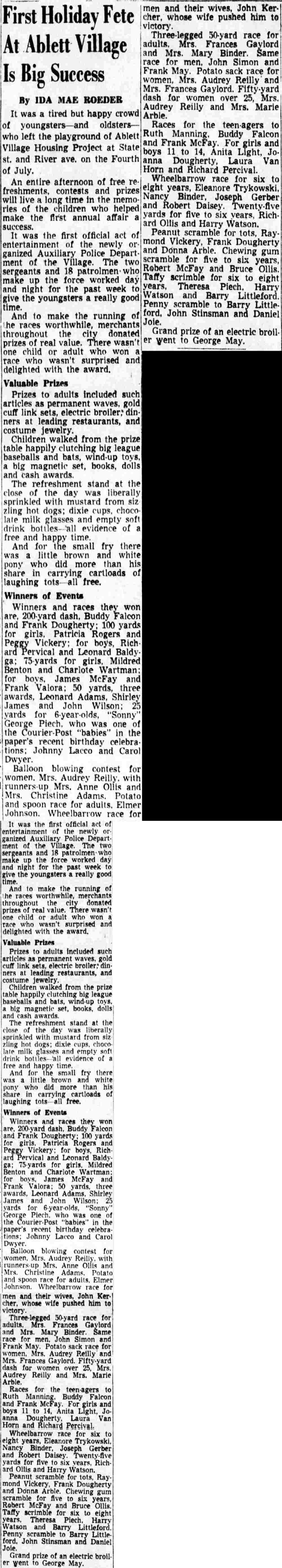 First Holiday Fete At Ablett Village Is Big Success, Camden Courier-Post, July 6, 1953