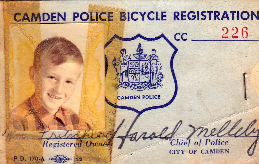 William Fritschie's bicycle registration, April 23, 1969