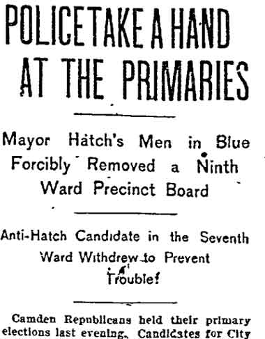 Police Take a Hand at the Primaries newspaper clipping, page 1