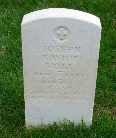 Grave of Joseph X. Voll at Beverly National Cemetery (wider view)