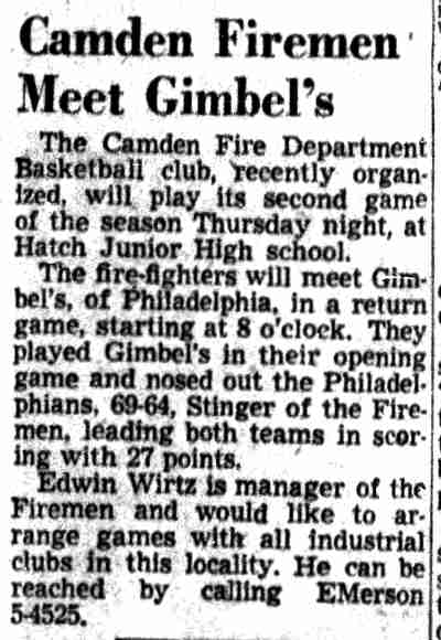 Edwin S. Wirtz, Camden Courier-Post, February 5, 1952
