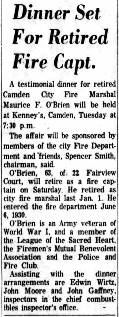 Edwin S. Wirtz, Camden Courier-Post, November 28, 1963