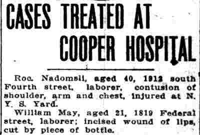 Cases Treated at Cooper Hospital