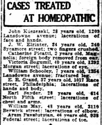 Cases Treated at Homeopathic