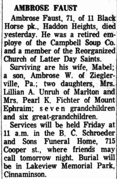 Wesley Faust, Camden Courier-Post, August 14, 1963