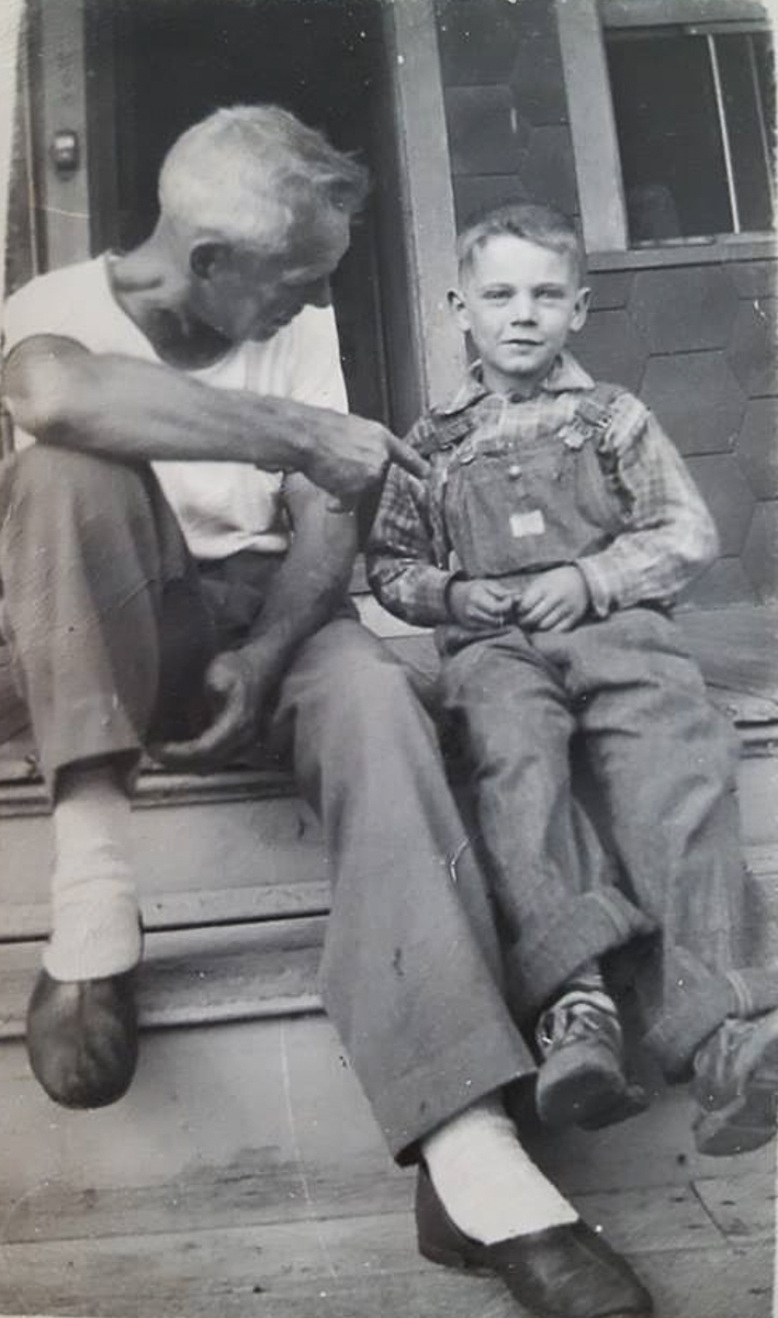 Young Norbert Sorensen with John D. Huelas at 910 North 24th Street, circa 1948