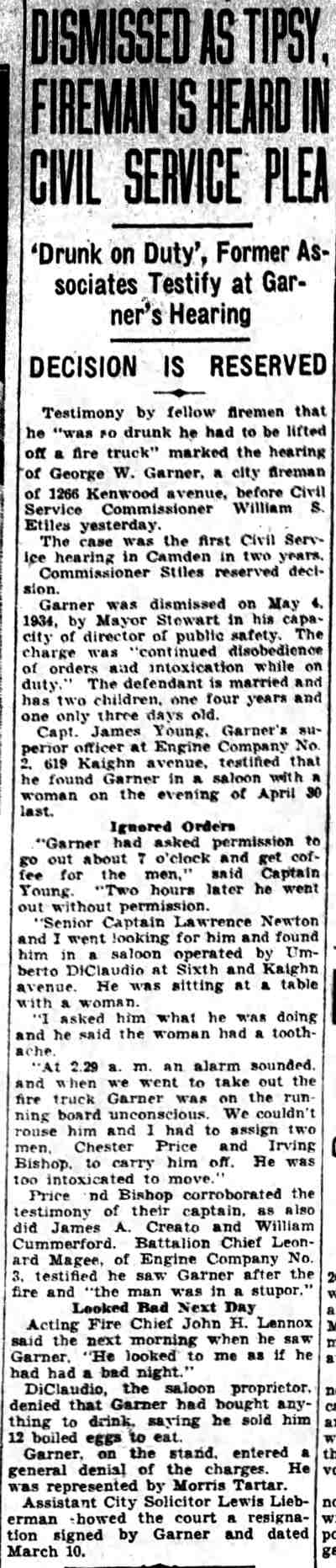 Firemen Battle $150,000 Blaze, Camden Courier-Post, May 25, 1934 — part 1