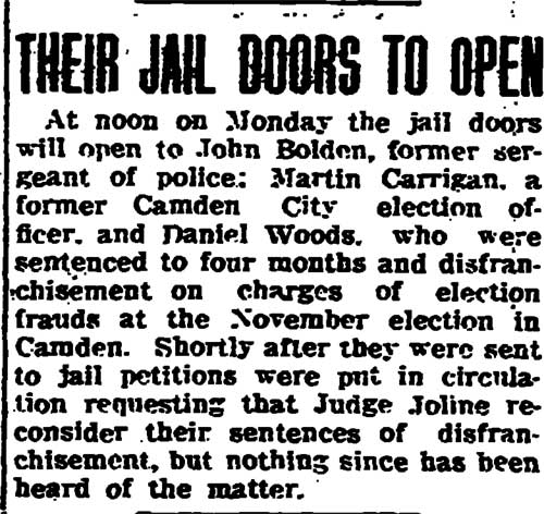 Their Jail Doors to Open, Beverly News, August 9, 1911