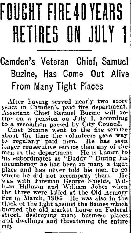 Philadelphia Inquirer, June 4, 1911 - Fought Fire 40 Years, Retires on July 1