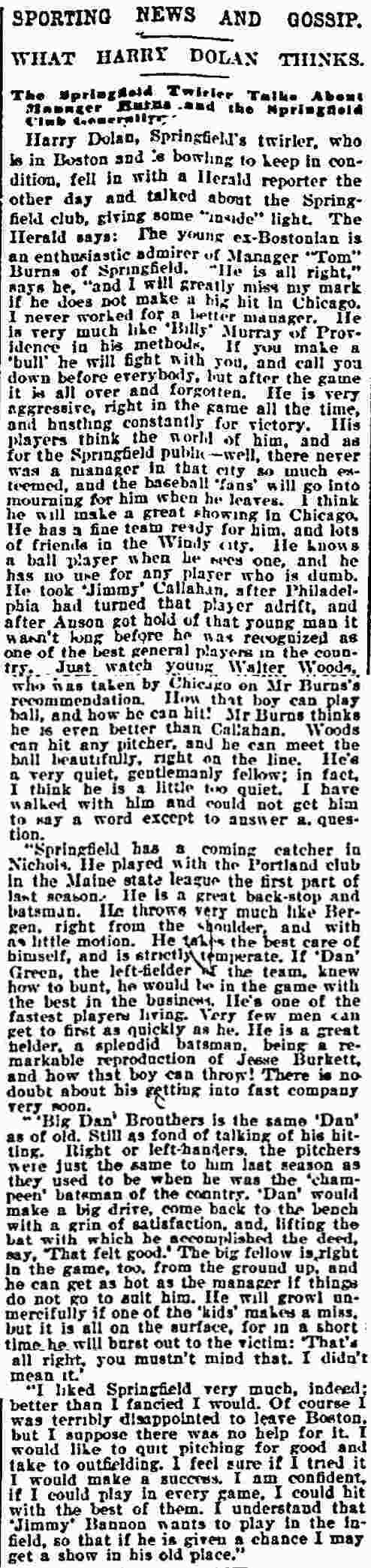 Springfield Massachusetts Republican, February 7, 1898, Sporting News and Gossip
