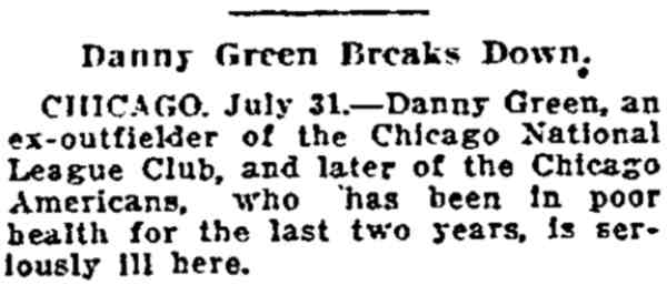 Portland Oregonian, August 1, 1912, Danny Green Breaks Down