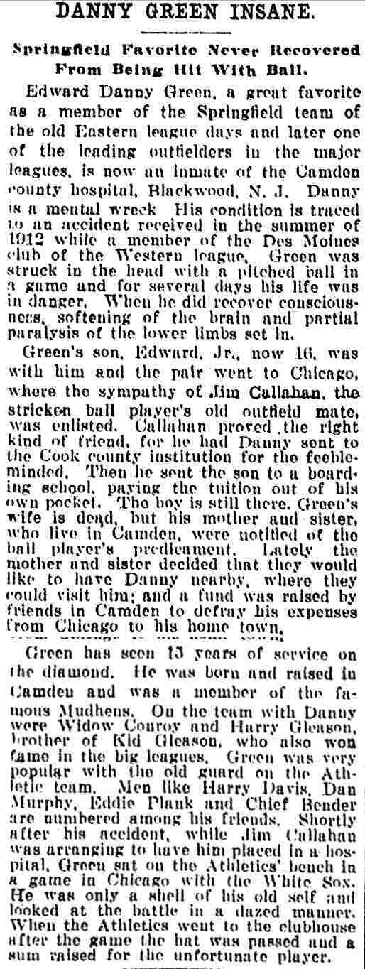 Springfield Massachusetts Republican, January 21, 1914, Danny Green Insane