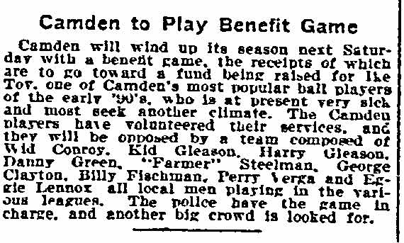 Camden to Play Benefit Game, Philadelphia Inquirer, October 17, 1906