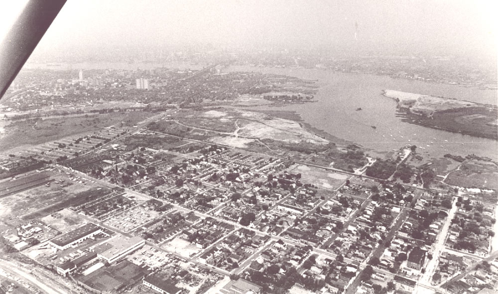 1965 aerial view looking west from North 23rd Street and Howell Street