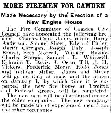 More Firemen for Camden newspaper clipping