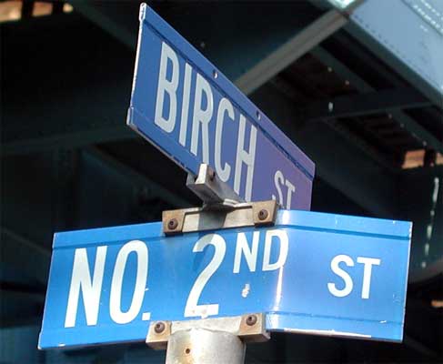 Birch Street at North 2nd Street