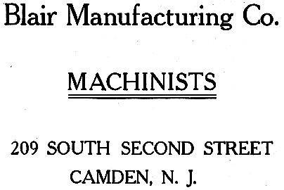 209 South 2nd Street, Blair Manufacturing Co., 1915