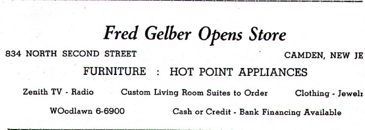 834 North 2nd Street, banquet program advertisement, 1961