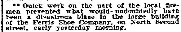 50 North 2nd Street, Ferris Shoe Company, November 27, 1910