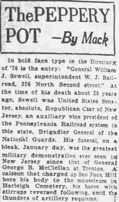 326 North 2nd Street, Peppery Pot column, August 4, 1925