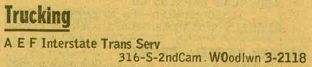 316 South 2nd Street, New Jersey Bell Yellow Pages, 1955