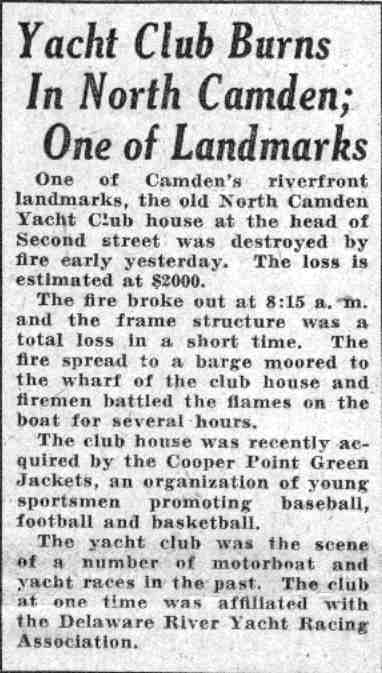 North Camden Yacht Club, Camden Courier-Post, March 21, 1932