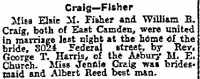 206 South 32nd Street, Philadelphia Inquirer marriage notice, June 24, 1904