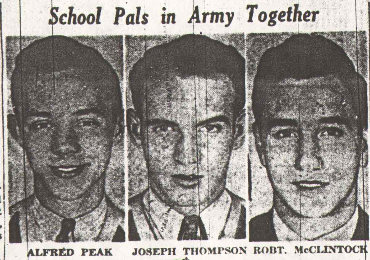 556 North 34th Street — School Pals in Army Together: Alfred Peak, Joseph Thompson, Robert McClintock, Camden Courier-Post June 5 1942