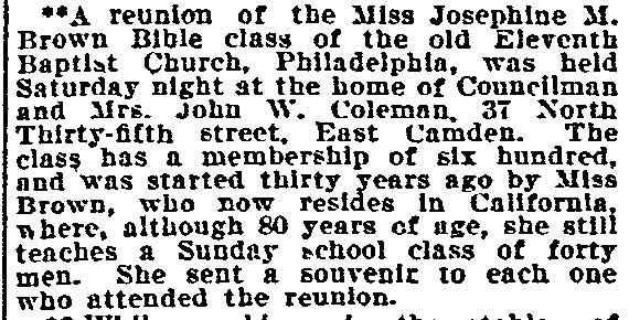 Camden News Notes, Philadelphia Inquirer, August 27, 1906