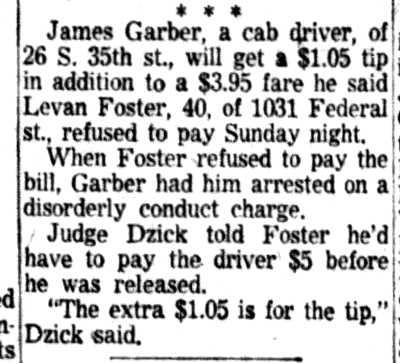 Cab Driver Gets His Tip, Camden Courier-Post, January 25, 1954