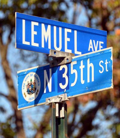 Lemuel Street & North 35th Street sign