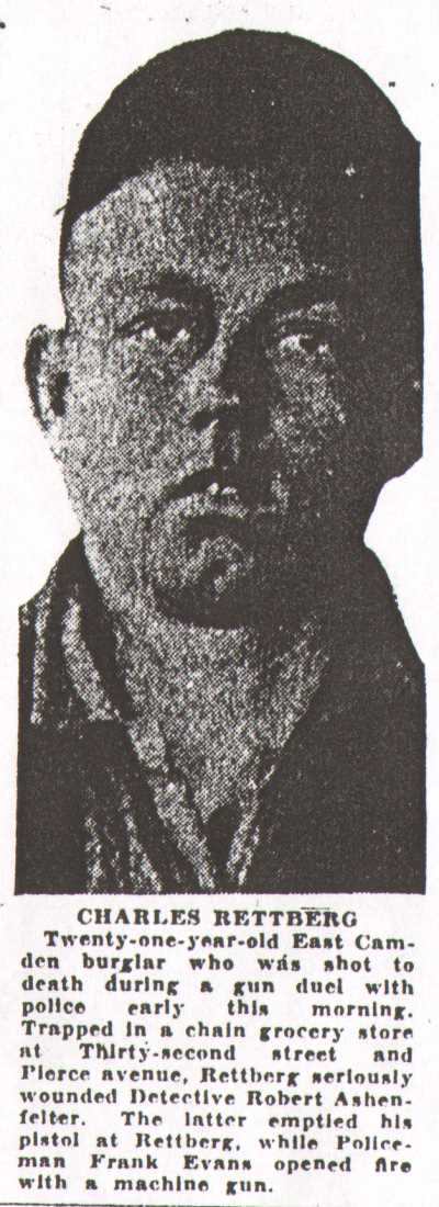 Charles Rettberg, photo published in the Camden Courier-Post, August 24, 1931