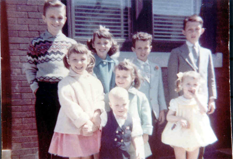 936 North 3rd Street. Robert & Edith Hawkins & Family. The Hawkins Children 1962-1963 Front: Clinton. Middle, from left: Karen, Susan, Jessica. Rea...