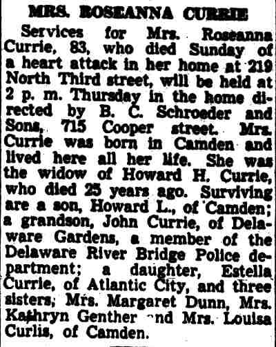 Mrs. Roseanna Currie — Camden Courier-Post, February 1, 1944