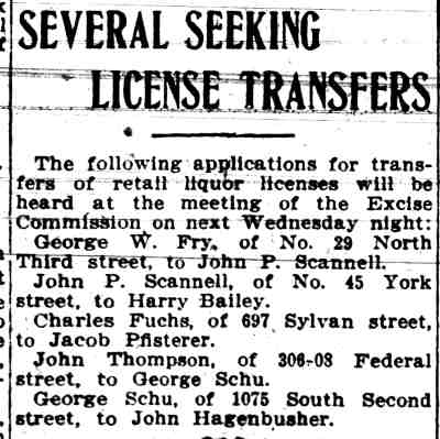 Several Seeking License Transfers — Camden Post-Telegram, October 1, 1910