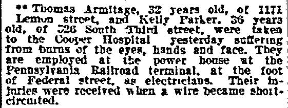 Two Men Badly Burned — Philadelphia Inquirer, January 17, 1912
