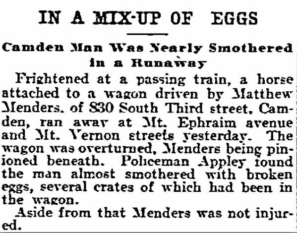 In a Mix-Up of Eggs — Philadelphia Inquirer, February 22, 1906