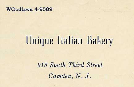 913 South 3rd Street. 1959 Unique Italian Bakery.