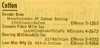 924 South 3rd Street. 1955 Law-Mar Manufacturing Company. 1955 New Jersey Bell Telephone Yellow Pages Ad.