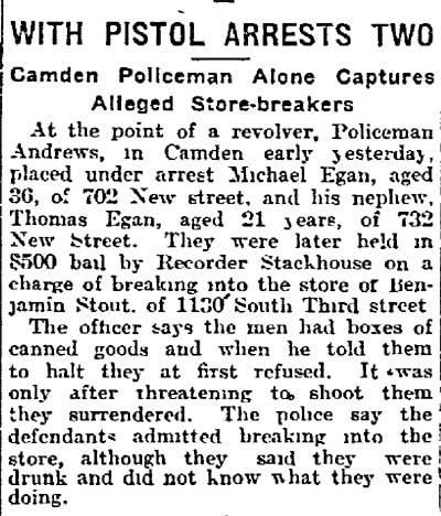 With Pistol Arrests Two — Philadelphia Inquirer, November 21, 1915
