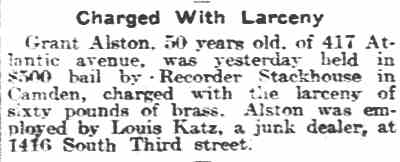 Charged With Larceny — Philadelphia Inquirer, December 4, 1917