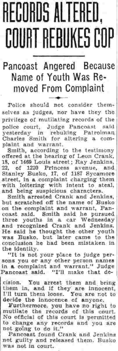 Records Altered, Court Rebukes Cop — Camden Courier-Post, June 3, 1932