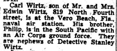 819 North 4th Street — Carl Wirtz clipping