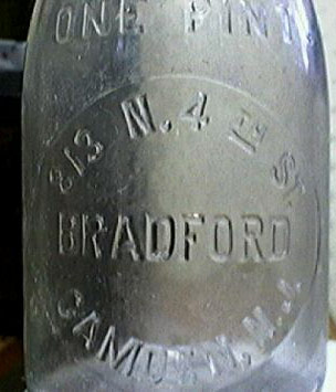 Bradford Dairies milk bottle, 813 North 4th Street