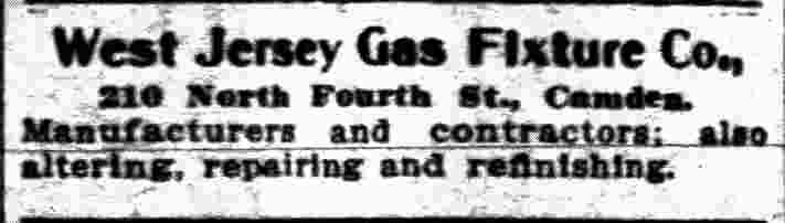 210 North 4th Street — West Jersey Gas Fixture Co. advertisement