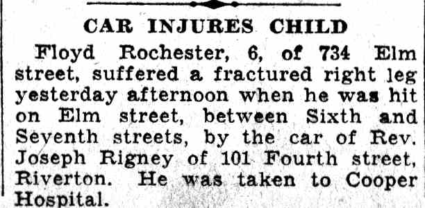 Car Injures Child newspaper clipping