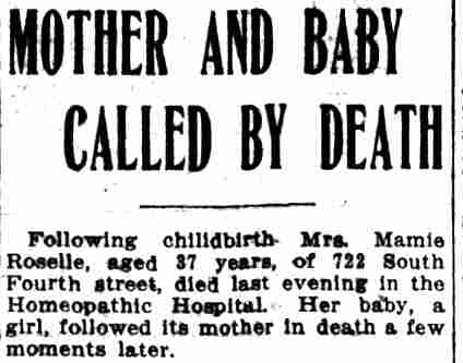Mother and Baby Called by Death newspaper clipping