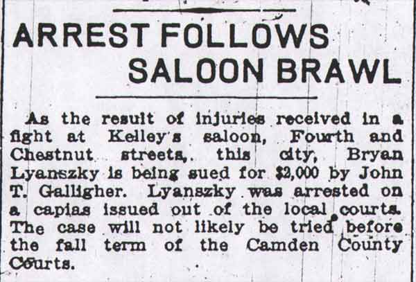 Arrest Follows Saloon Brawl newspaper clipping