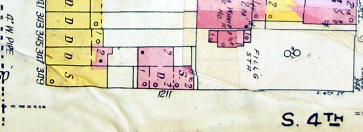 1211 South 4th Street, Sanborn map, 1962
